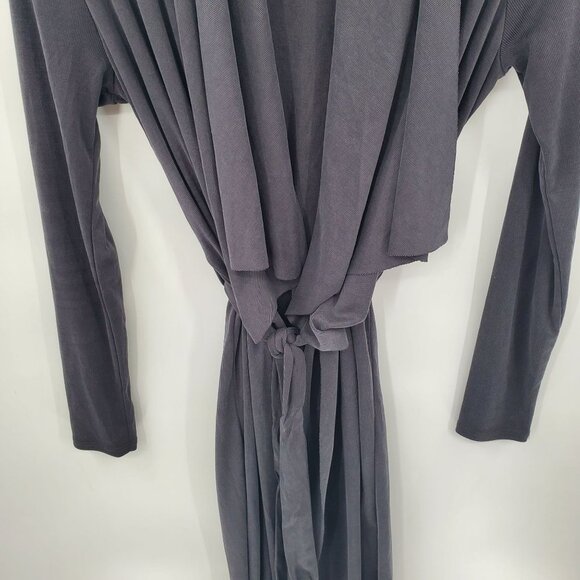 Womens Kimono Cardigan Sweater Sz Small Charcoal Gray Tie Waist‎ Long Sleeve - Picture 4 of 11
